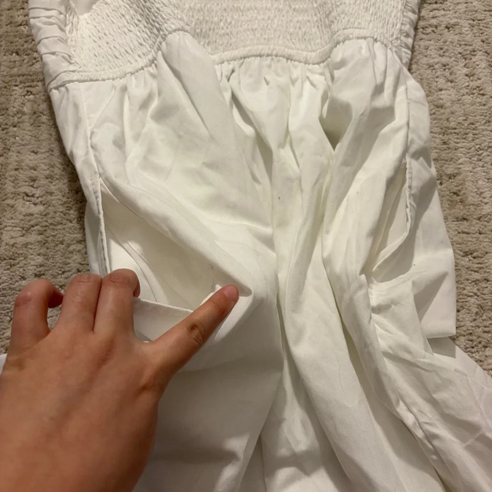Abercrombie girls white ruched cotton blend poplin sleeveless dress BNWT